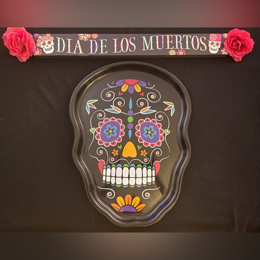 BUNDLE of Sugar Skull Platter/ Tray & Día De Los Muertos  tabletop sign